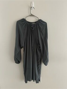 MIMU MAXI Charcoal Tie-Neck Peasant Dress